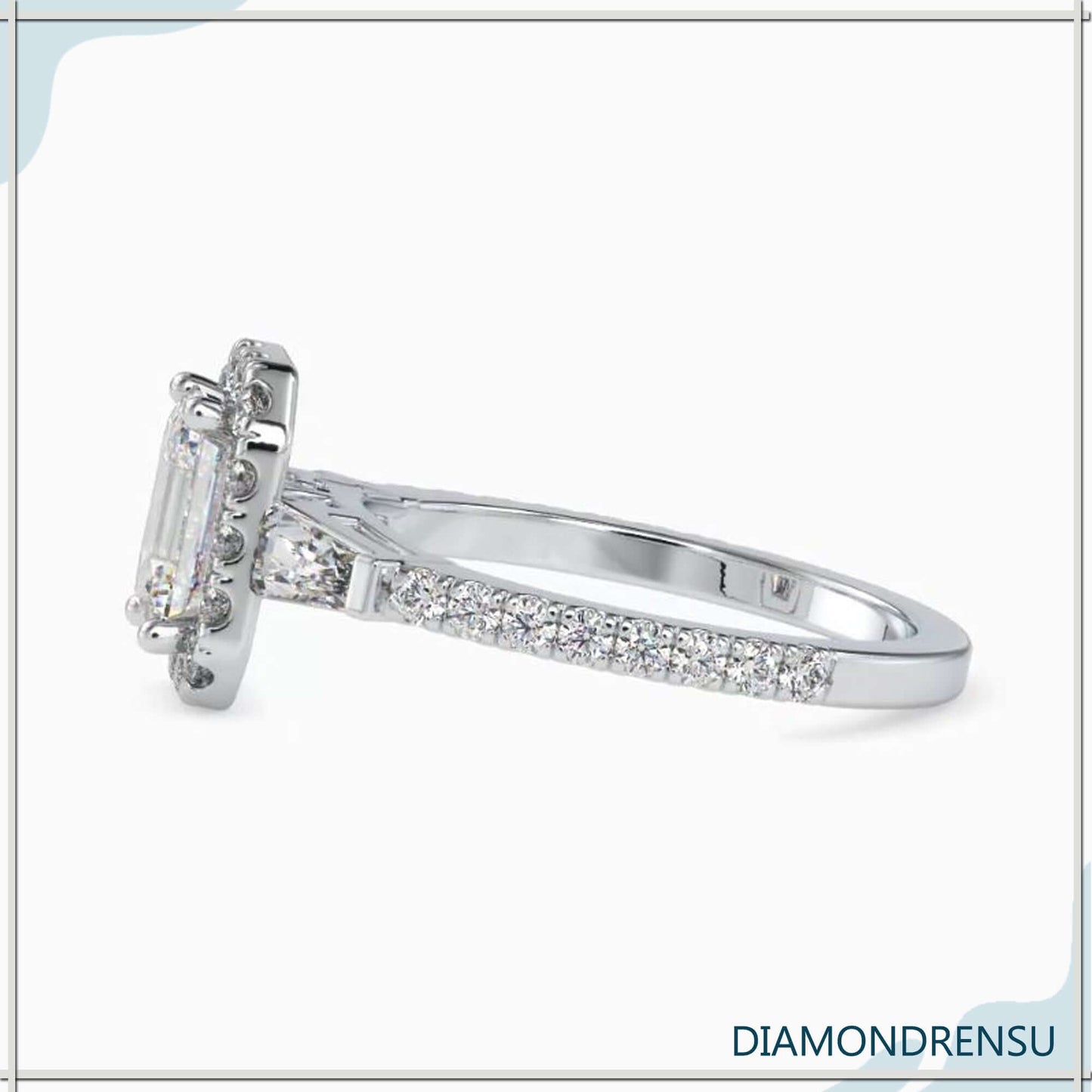 IGI certified emerald cut engagement rings by Diamondrensu.