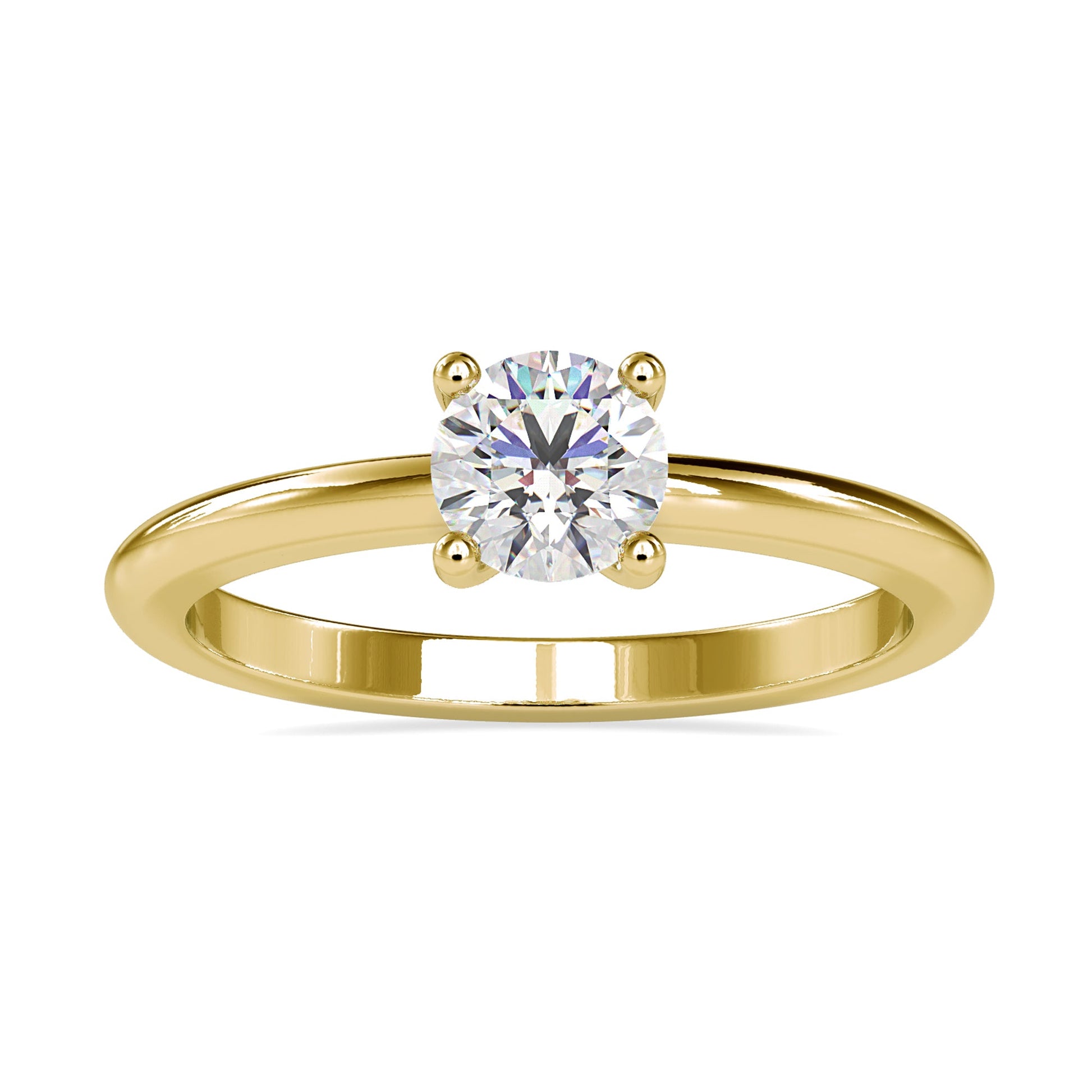 Secure 4 prong ring setting designed to showcase a round diamond solitaire.