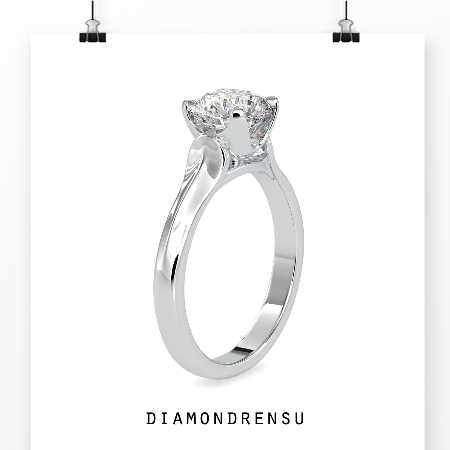 Round cut diamond ring with an elegant 4 prong setting.
