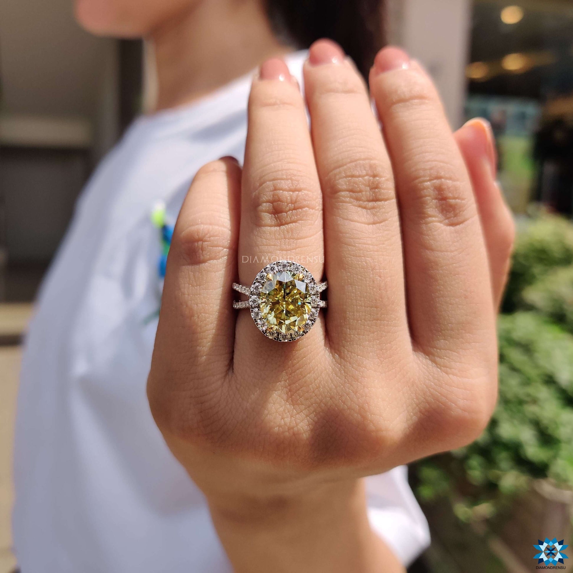 moissanite halo engagement ring