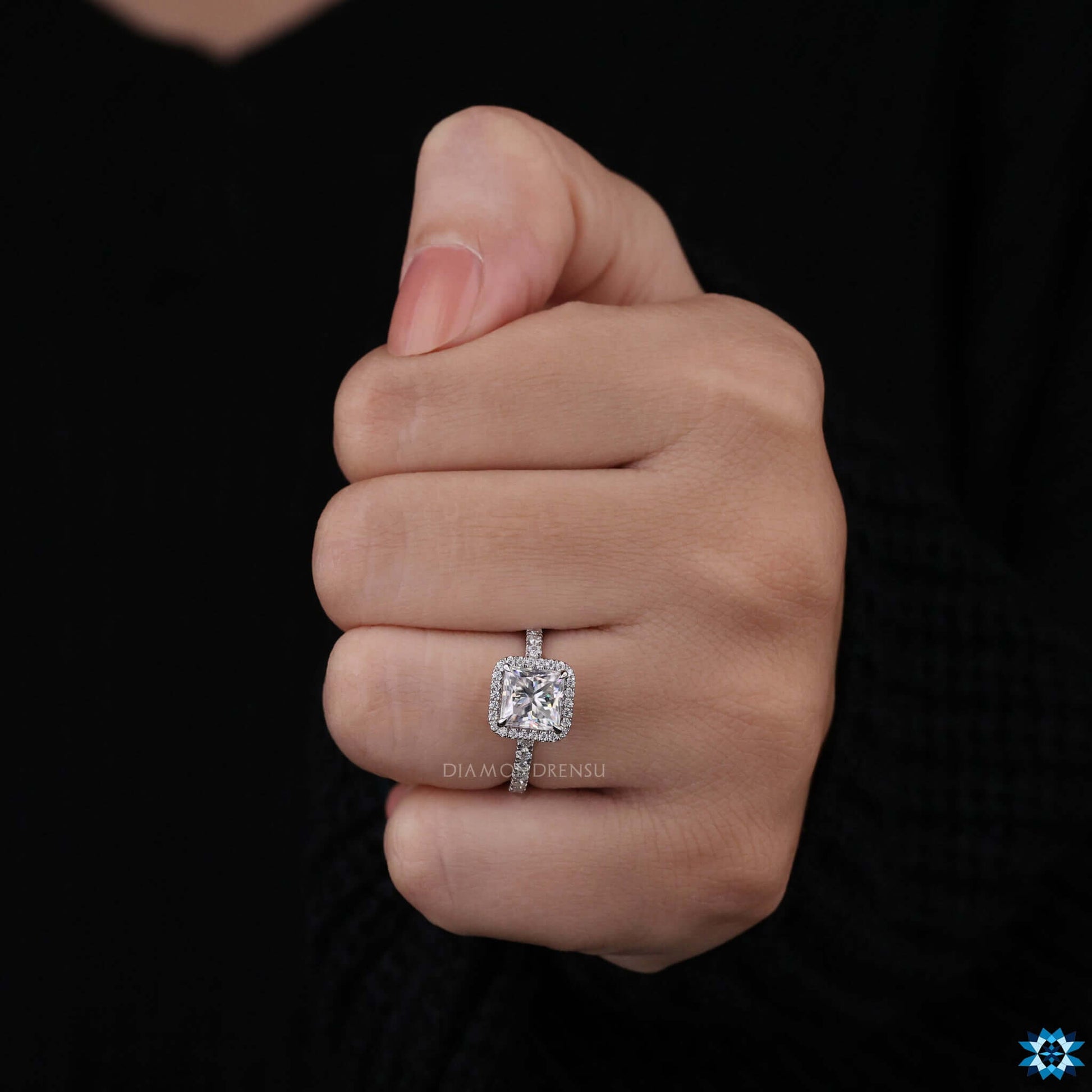 princess cut moissanite ring