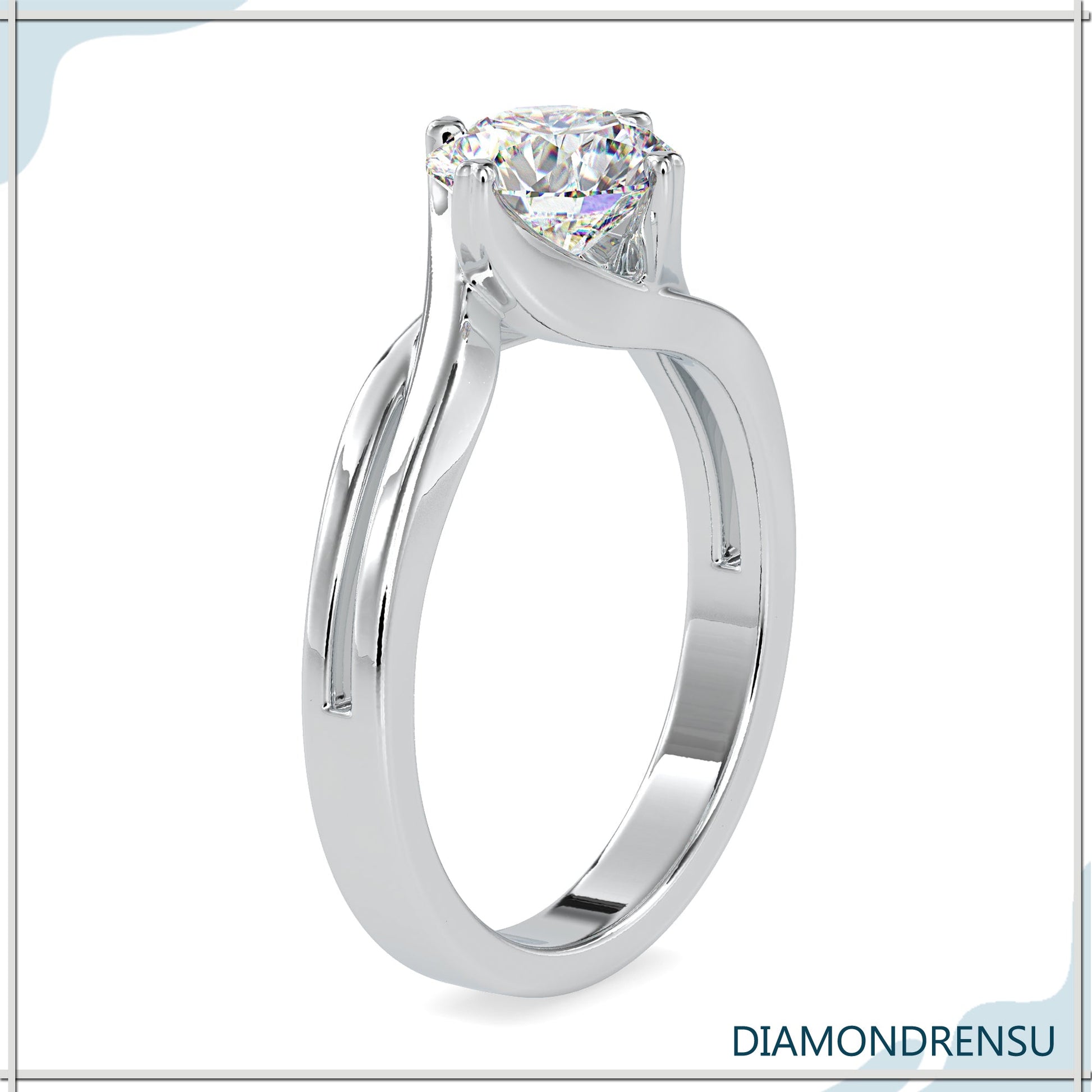 Round solitaire ring with stunning simplicity and charm.
