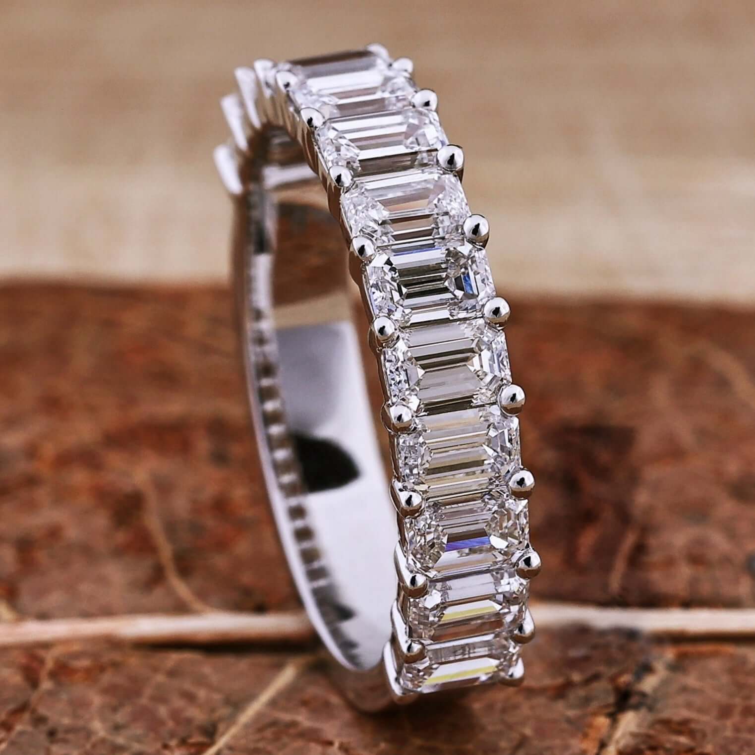 lab grown diamond half eternity wedding band