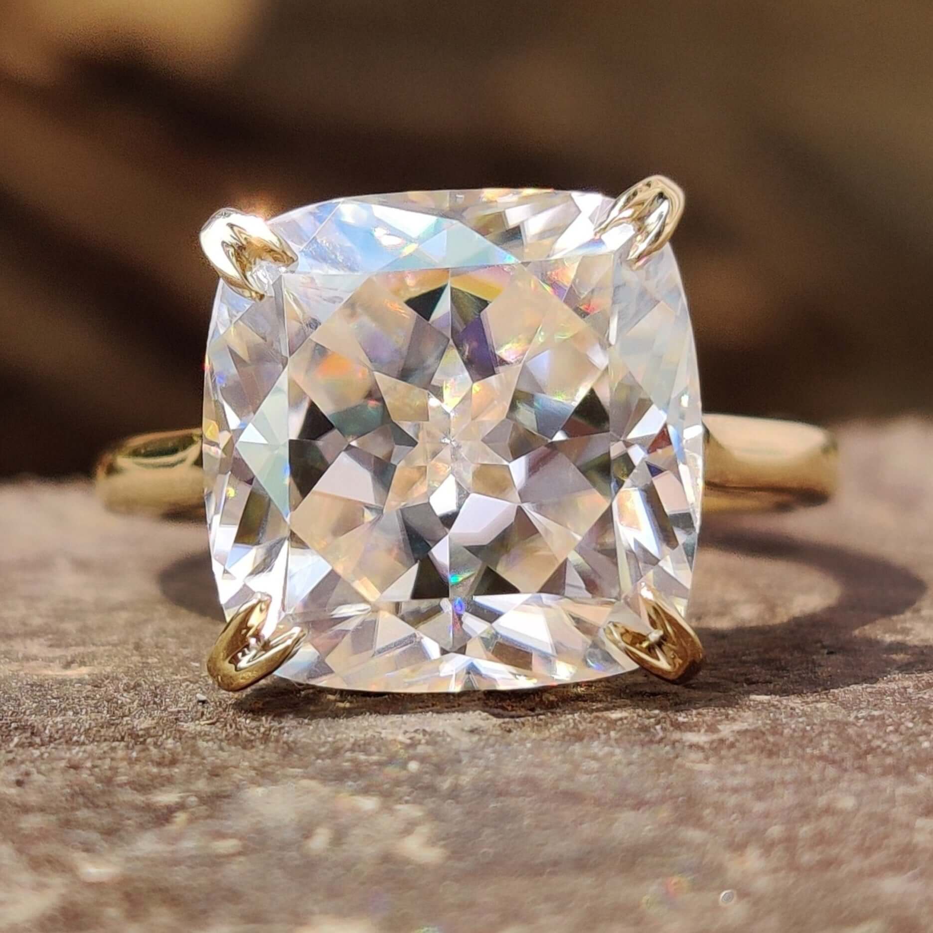 cushion rensu cut moissanite ring