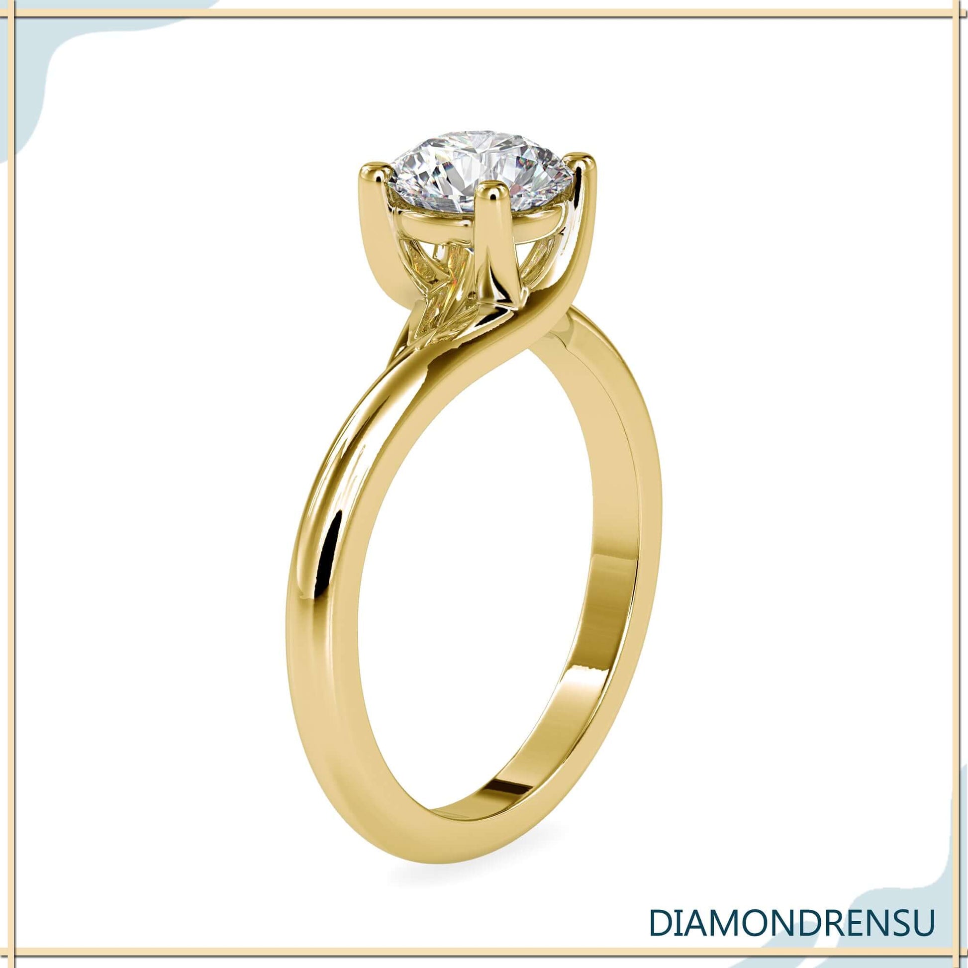 Stunning basket setting engagement ring with a round cut diamond for extra brilliance.