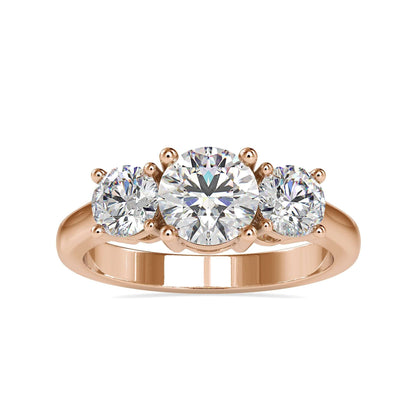 Three stone ring with IGI certified lab-grown diamonds in rose gold