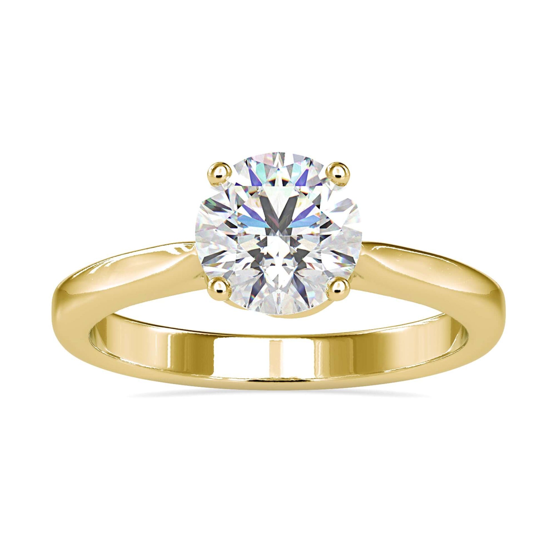 Lab grown diamond in a beautiful solitaire engagement ring with twisted prongs.