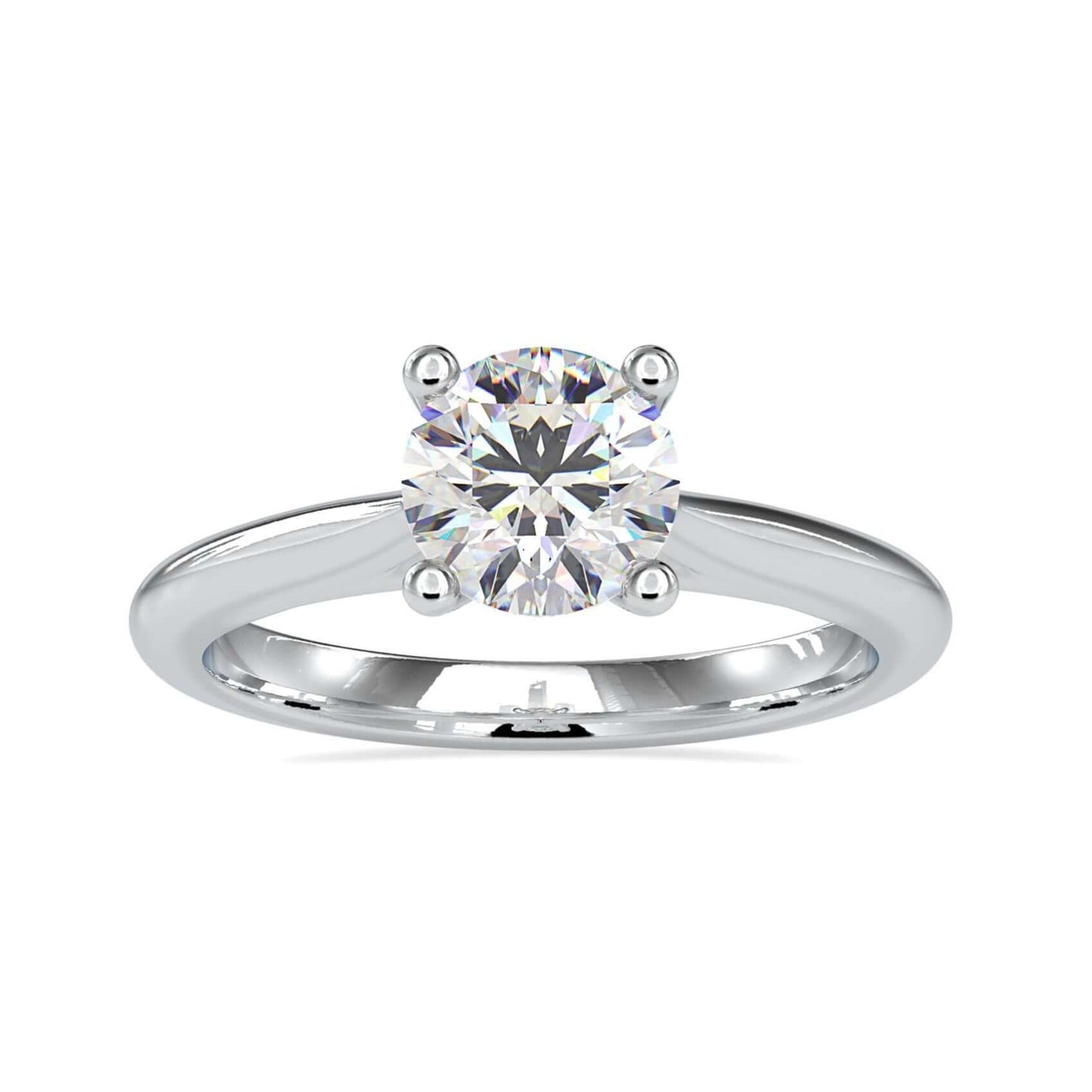 Round solitaire engagement ring with a stunning lab-grown diamond, featuring a knife edge band for a sleek design.
