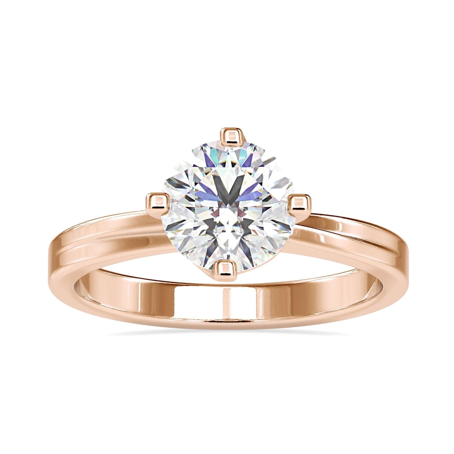 4 prong diamond ring with a secure and stylish round diamond.
