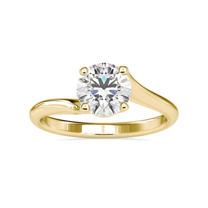 Round solitaire engagement ring in rose gold, white gold, or yellow gold.
