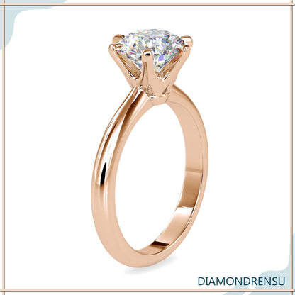 6 prong round engagement ring featuring brilliant sparkle and secure setting.
