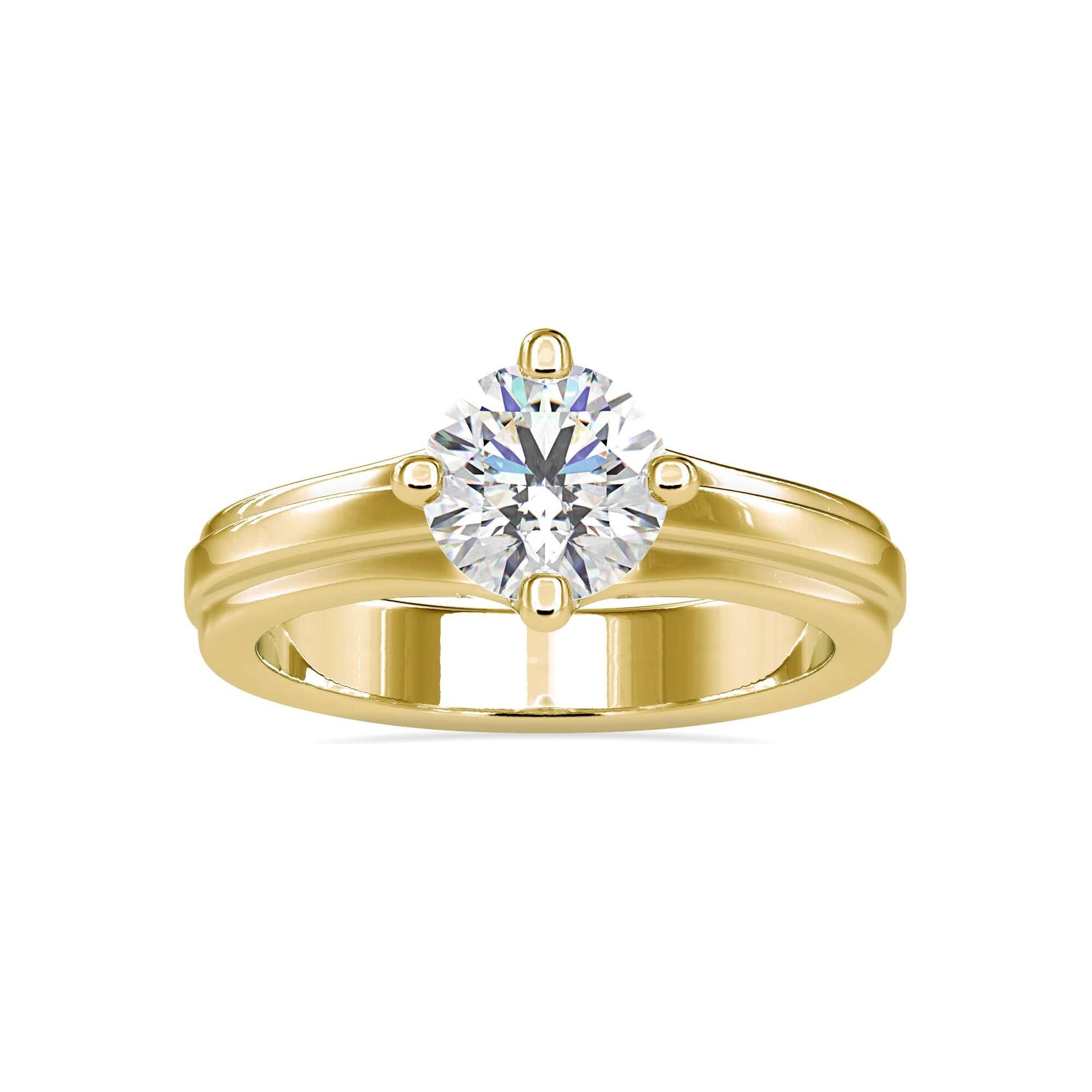 Round solitaire diamond ring with a classic, sleek design.
