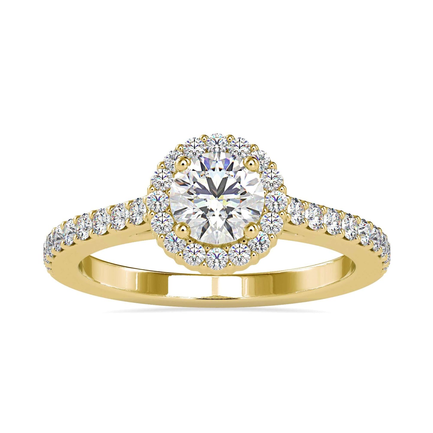 Round halo diamond ring with exceptional brilliance and craftsmanship.
