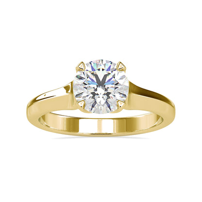 Round diamond solitaire engagement ring with a 4 prong design.
