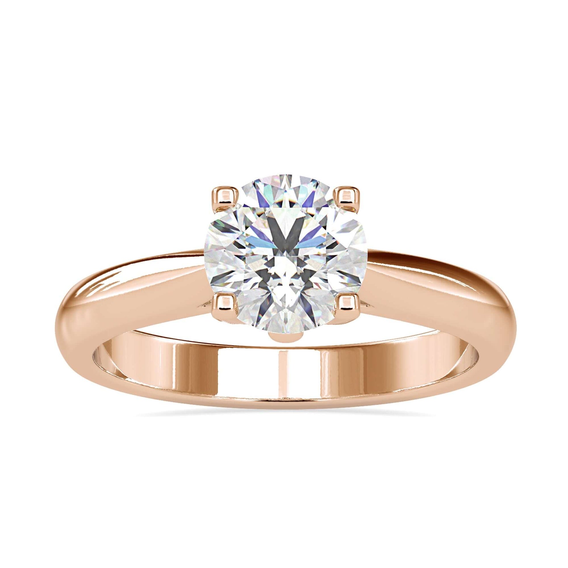 4 prong engagement ring designed to showcase a round solitaire diamond.
