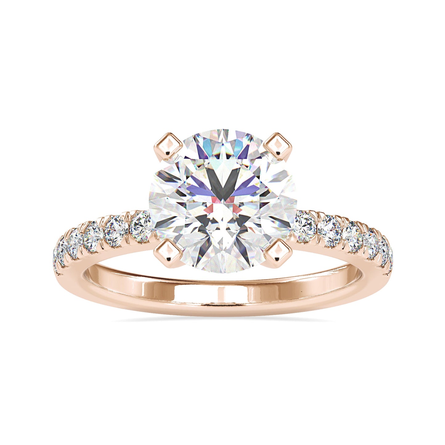 Lab grown diamond engagement ring featuring a brilliant round cut stone.
