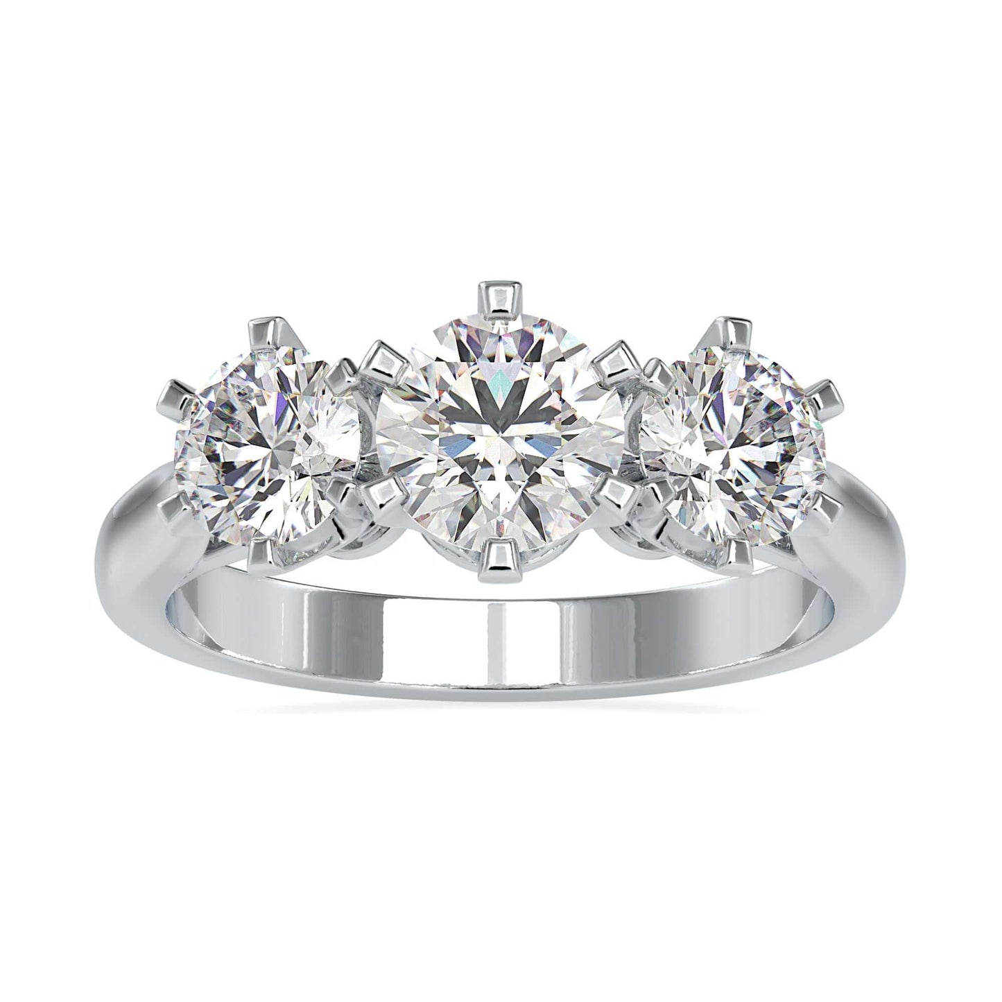 6 prong solitaire engagement ring in a cathedral setting, IGI certified lab grown diamond