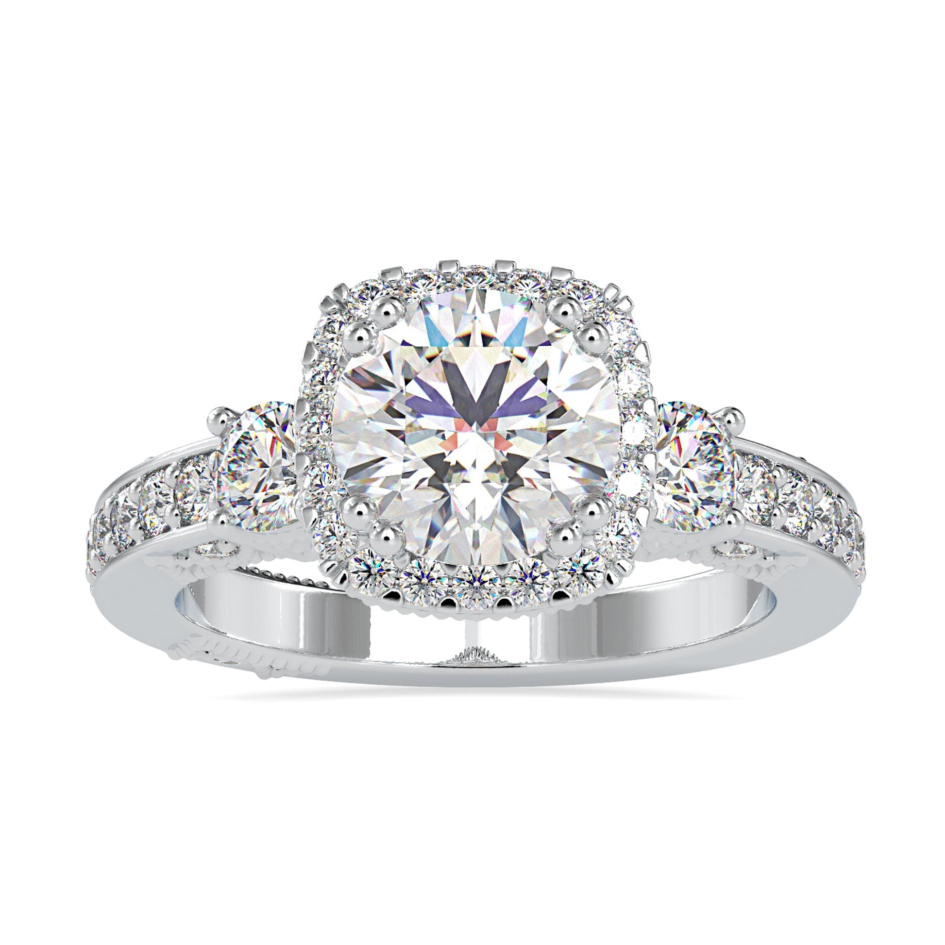 Round diamond engagement ring with a stunning vintage design.
