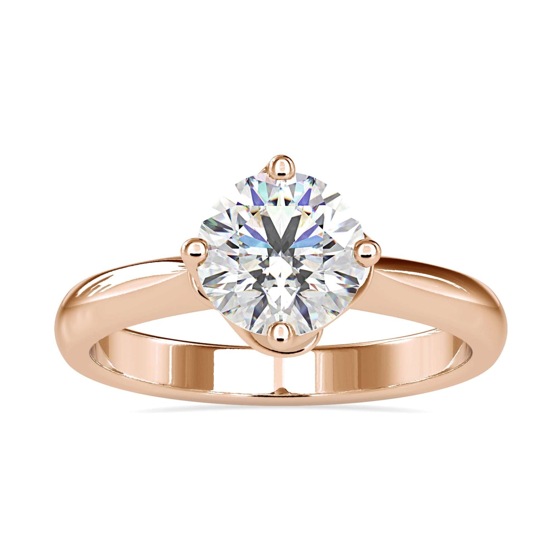 Stunning Round Solitaire Diamond Ring with compass prongs.