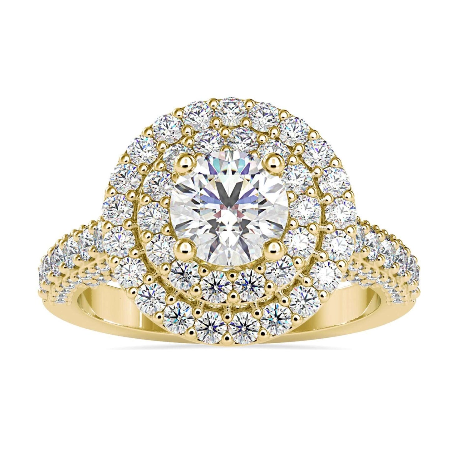 Double Halo Ring with a stunning pave setting for extra brilliance.