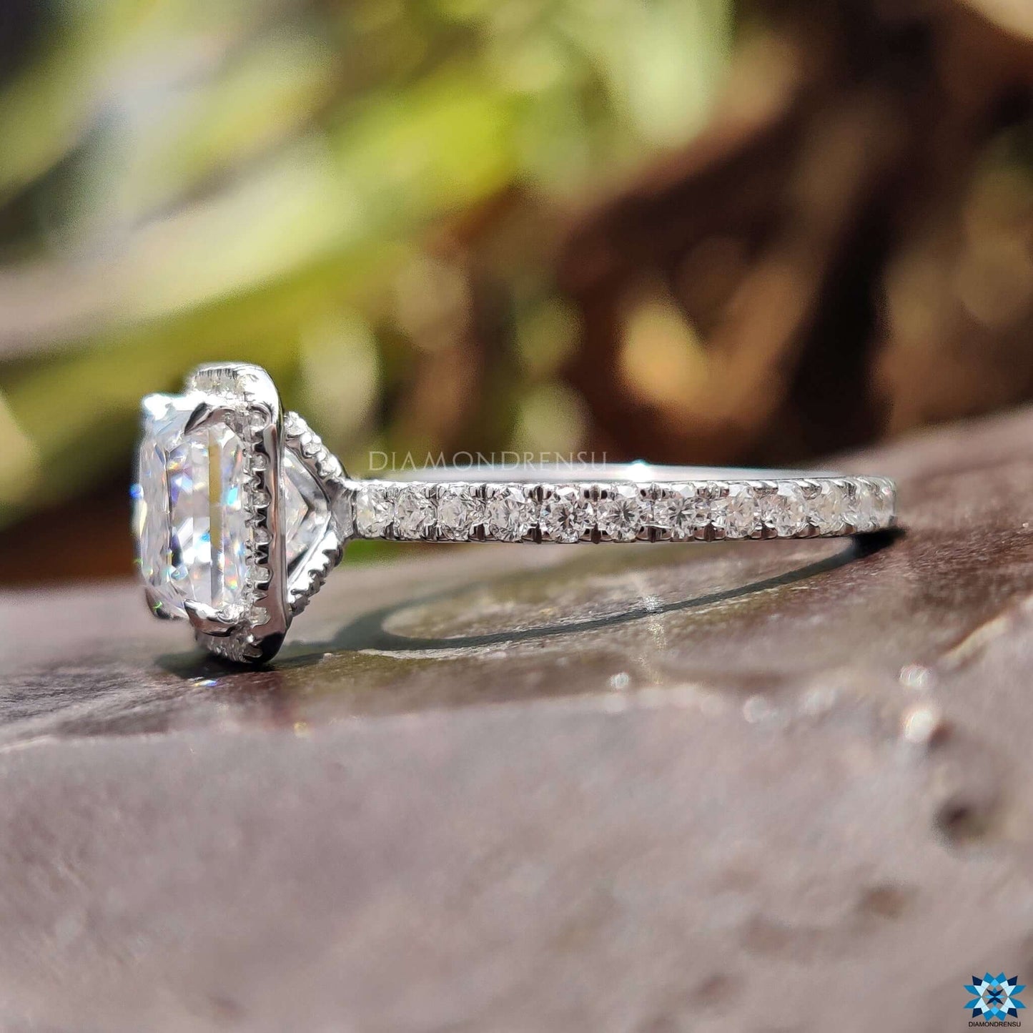 moissanite halo engagement ring