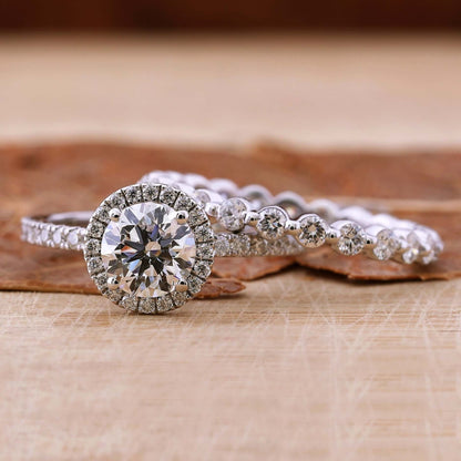 lab grown diamond halo engagement ring