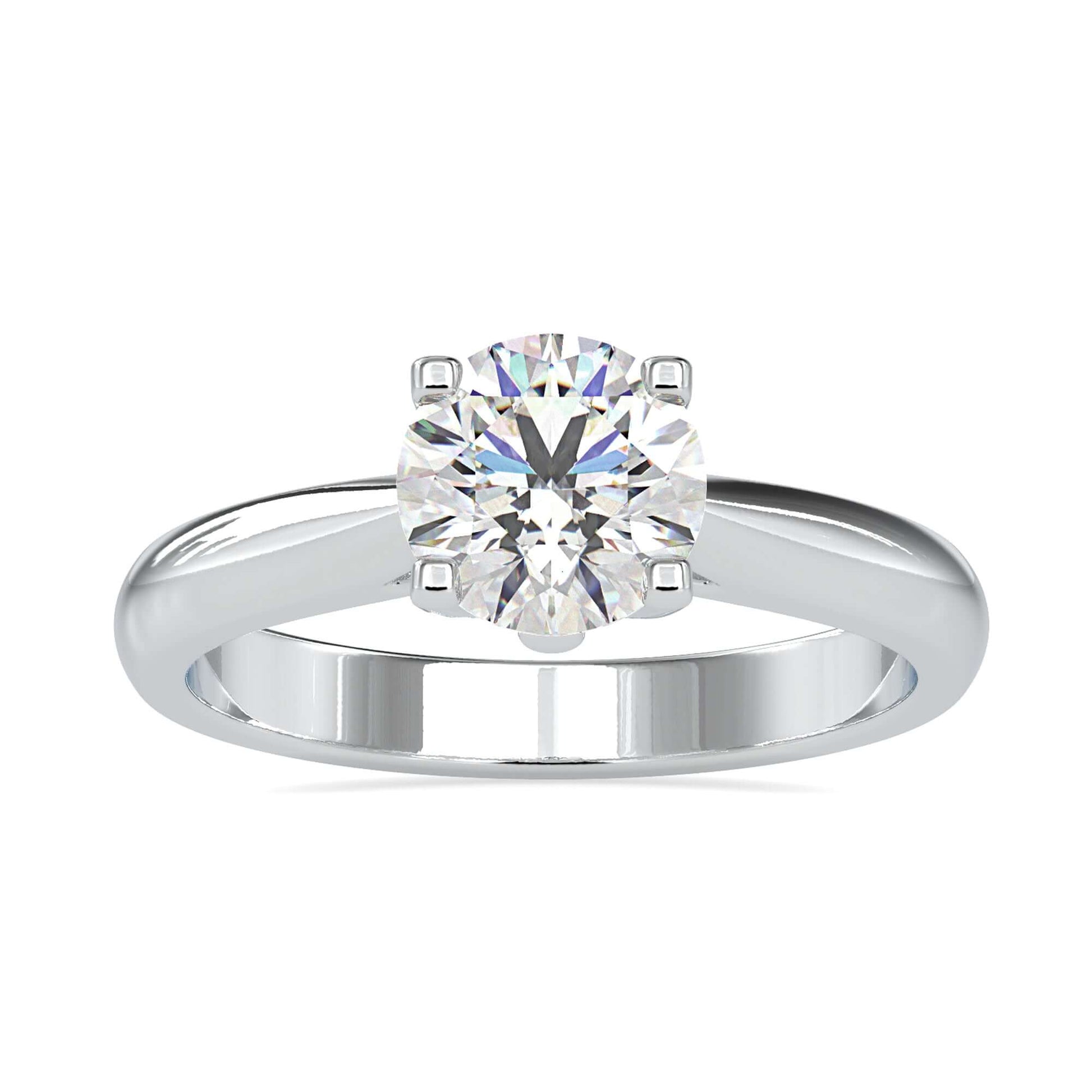 Round solitaire engagement ring with timeless elegance and sparkling brilliance.
