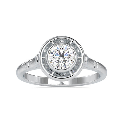 Classic cathedral setting ring with a brilliant solitaire diamond.
