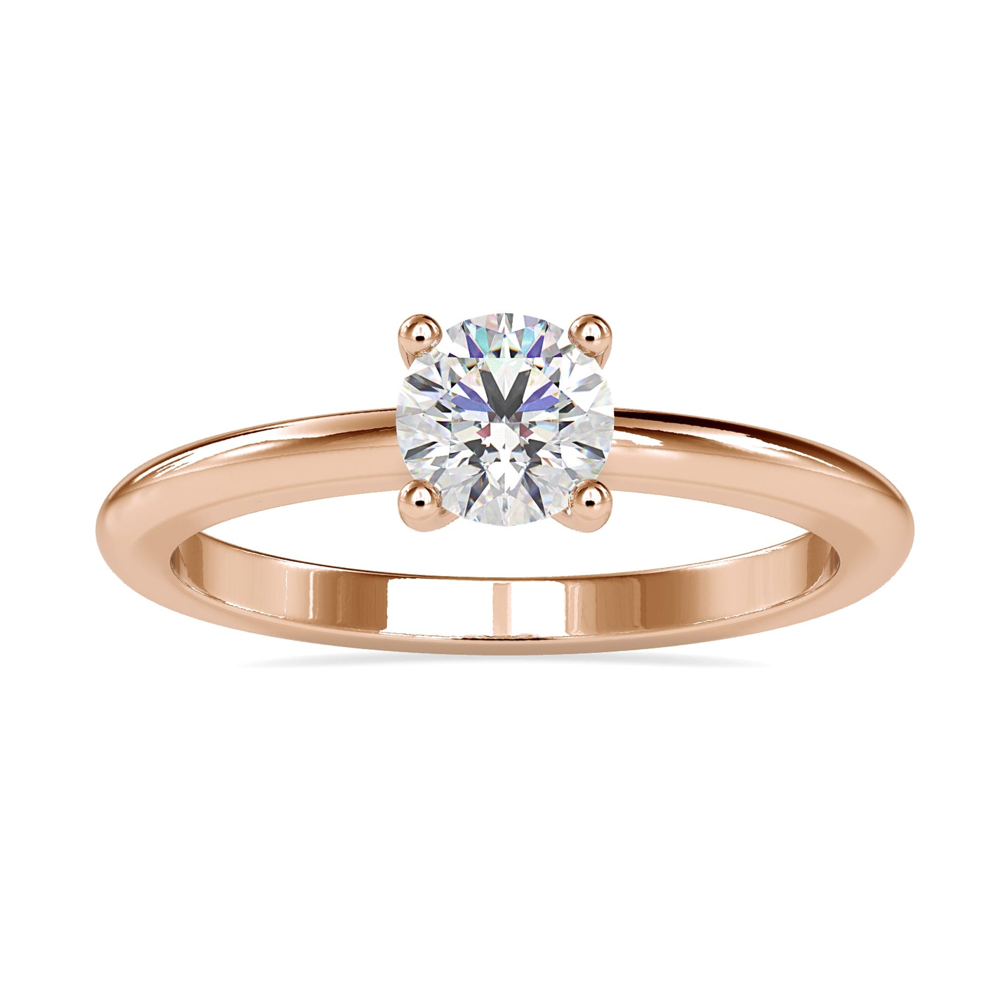 Elegant a white gold ring with a round solitaire diamond and prong setting.