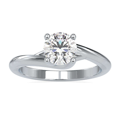 Elegant Round Brilliant Cut Diamond Ring featuring a bypass setting for modern style.