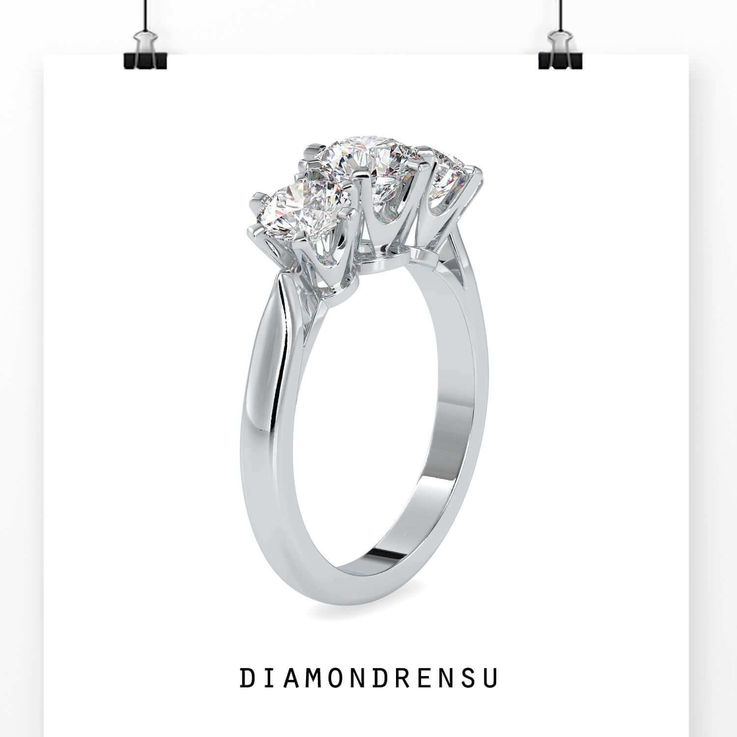 Round brilliant cut diamond ring with a cathedral setting, perfect for engagements