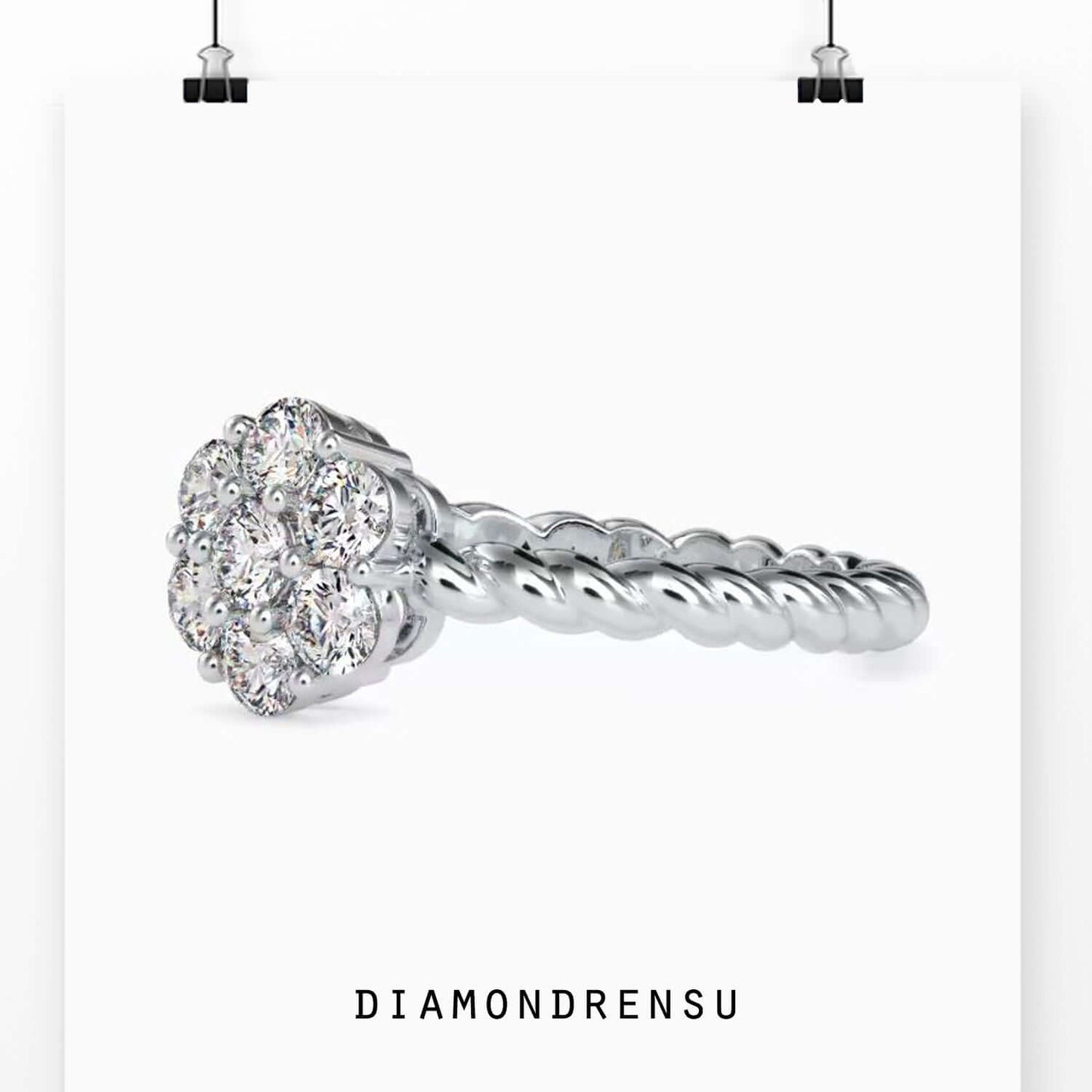 cluster engagement ring - diamondrensu